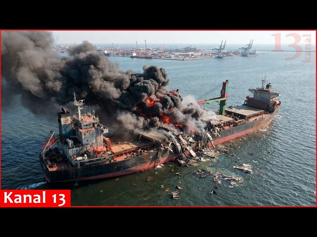 Ukraine hits Russian ship carrying Iranian weapons with 12 drone strikes
