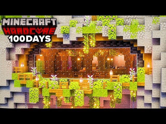 I Survived 100 Days Building a Cliff Base in Hardcore Minecraft