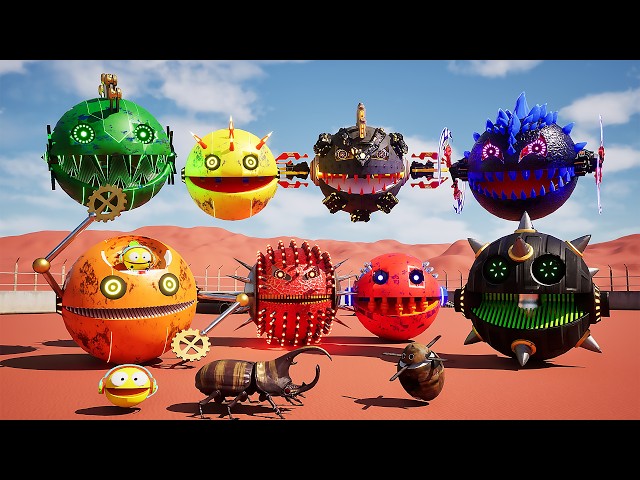 PACMAN - HEROES VS MONSTER ROBOTS  - BATTLEBOTS UNLEASHED #pacman #pacmanvspacman