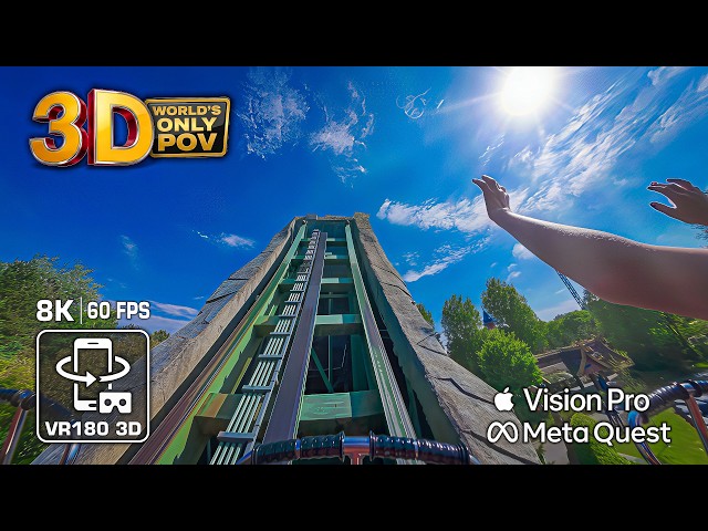 3D 8K THE BIG WAVE: INSANE SPINNING - REALISTIC Roller Coaster onride 🟨 PLOPSALAND VR180 POV 60fps