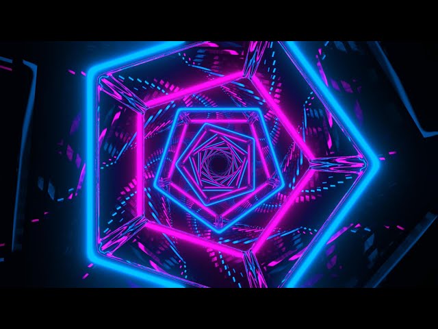 🌈 4K Screensaver | Pink-Blue Neon Pentagon Tunnel – Psychedelic VJ Loop (No Sound) 🔺