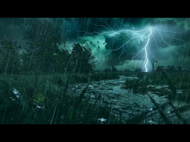 Thunderstorm Rolling Over Cornfields | Forget Stress & Sleep Soundly with Heavy Rain & Loud Thunder