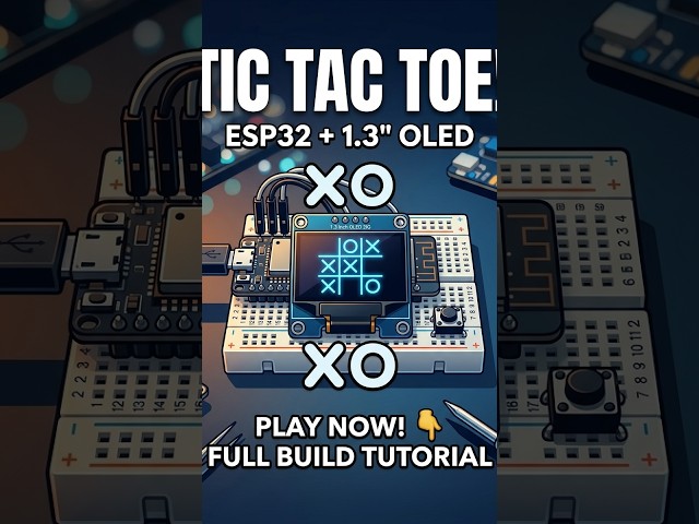 ESP32 + 1.3" OLED = Retro Tic-Tac-Toe Game!  #esp32 #arduinoproject #define #arduino #coding #led
