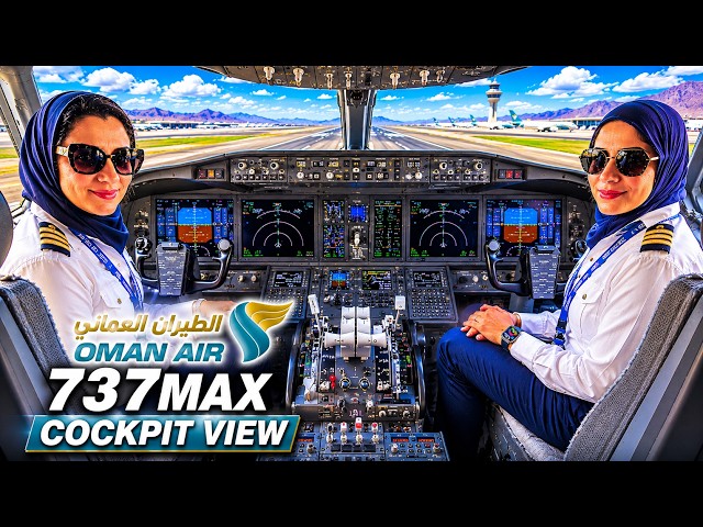 Salalah to Muscat in Oman Air Boeing 737MAX cockpit