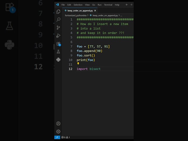 How do I insert a new item into a list and keep it in order #python