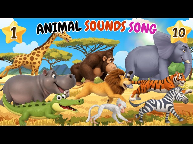 Animal Sounds Song🦁 Ten Little Animals🐾 Learn Colors, Numbers, Fun Animals🎵 Best Kids Nursery Rhymes