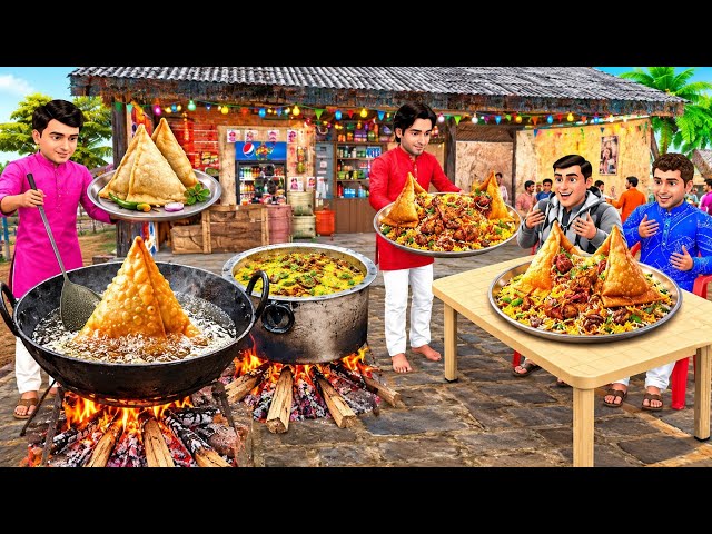 Biggest Samosa Biryani Village Cooking Street Food Hindi Kahani Moral Stories Funny Comedy Video