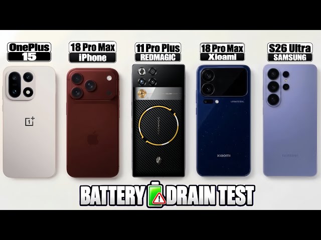 Xiaomi 18 Pro Max vs 18 Pro Max vs OnePlus 15  vs RedMagic 11 Pro+ vs S26 Ultra Battery Test🔋⚡️