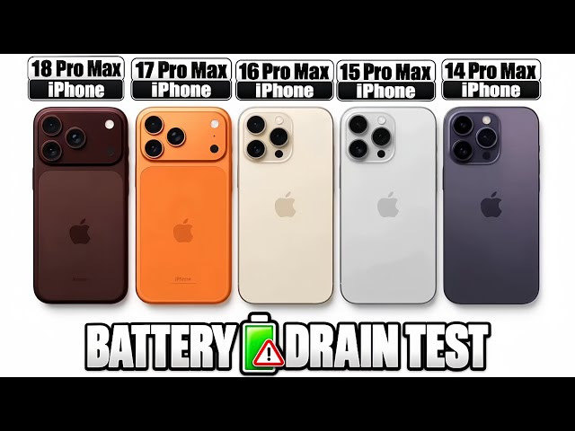 iPhone 18 Pro Max vs 17 Pro Max vs 16 Pro Max vs 15 Pro Max vs 14 Pro Max Battery Test 🔋⚡️