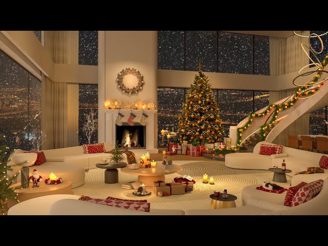 🎄 Christmas Day 2027 in Cozy Winter Ambience ☃️ Smooth Jazz Music with Snowfall & Fireplace to Relax