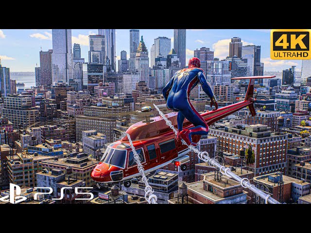 Realistic 4K HDR graphics Spiderman 2 T.R.A.C.K suit gameplay PS5 Slim