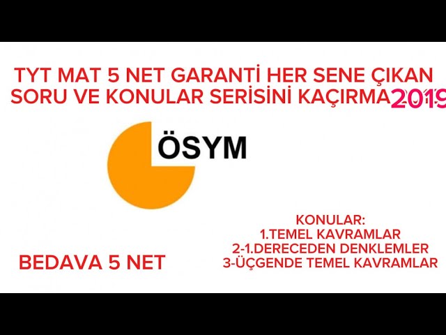 TYT MATEMATİKTE  5 NET Yapmak için KAÇIRMA HER SENE ÇIKAN AYNI KONU VE SORU TİPLERİ(2019) #maths