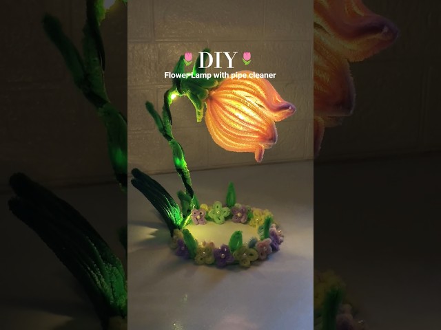 DIY Flower Lamp with Pipe Cleaner| DIY Flower Lamp #diy #aestheticroomdecor #homedecor #shorts