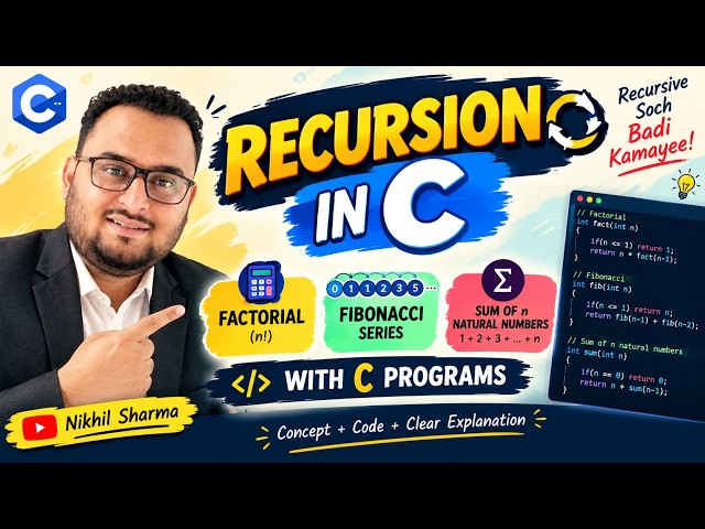 Recursion in C Programming Explained using Factorial, Fibonacci Series, Sum of N Number C Program