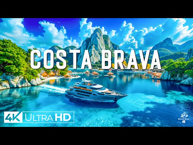 Flying Over Costa Brava, Spain 4K Ultra HD | Relaxing Music, Scenic Mediterranean Coastline