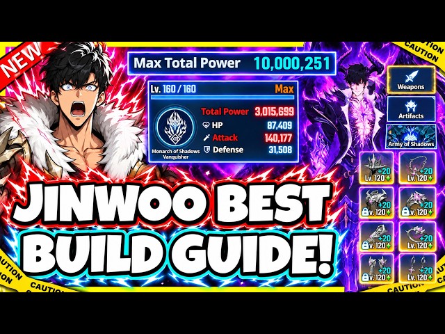 BEST JINWOO BUILD GUIDE FOR NEW/OLD/RETURNING PLAYERS!! STATS / GEMS & MORE! [Solo Leveling: Arise]