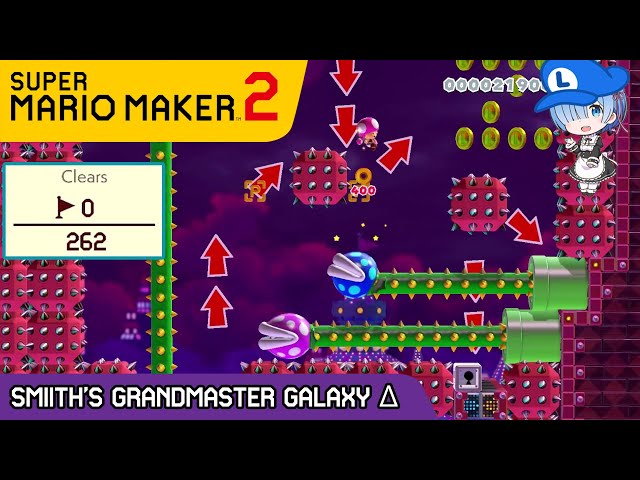 0 Clears, 262 Attempts! Smiith's Grandmaster Galaxy Δ by Smiith1065 [SMM2 Team 0%] (60fps)