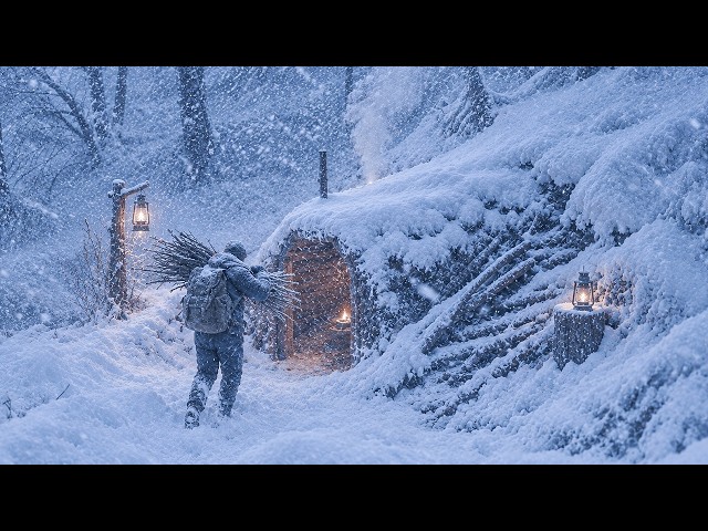 Alone Surviving The SNOWTORM By Building a Wilderness Survival Shelter | Extreme Winter Survival.
