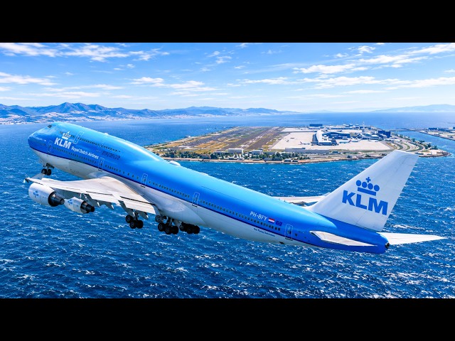 Stunning! KLM Boeing 747 Lands at Kansai's Floating Airport | MSFS 2020