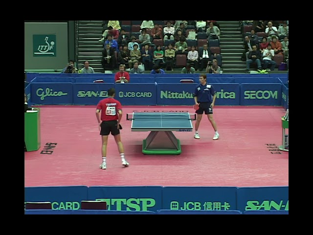 Jan-Ove Waldner (SWE) vs Vladimir Samsonov (BLR) at the 2001 WTTC in Osaka, Japan (8th Final)