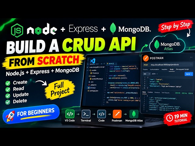 Build a CRUD API with Node.js + MongoDB | Full Beginner Project