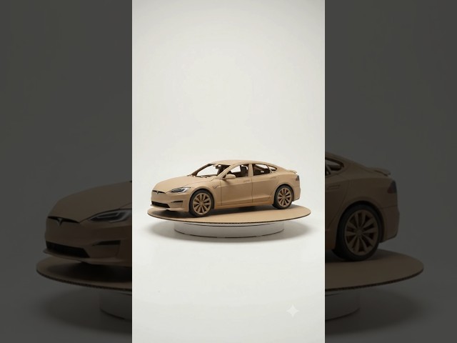 सिर्फ कार्डबोर्ड से बना दी असली जैसी Tesla Model S! 😱🚘⚡ #trending #viral #shorts #video