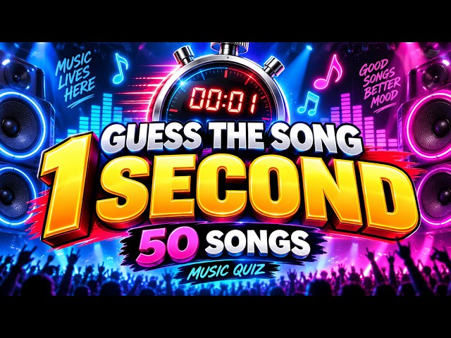 Guess The Song In 1 Second! 🎵 50 Songs Music Quiz