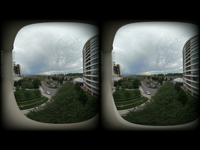 Walt Disney World Magic Kingdom Loop Monorail, view from Disney's Contemporary Resort VR180