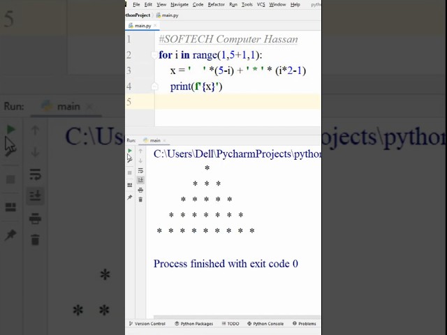 Python Program | To display fallowing pattern without using nested loop. #softech_computer_hassan