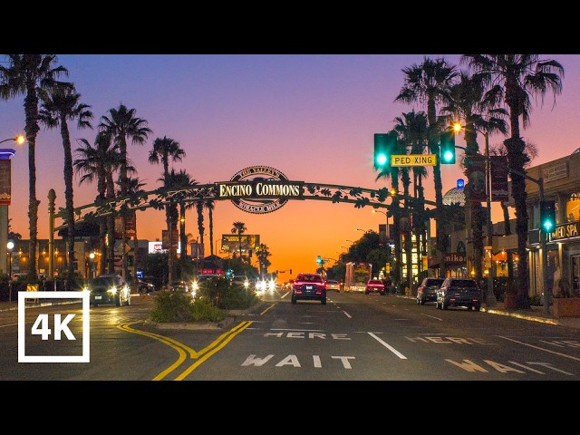 Driving Los Angeles | Bird Streets to Ventura Blvd via Hollywood & Universal Studios Golden Hour 4K