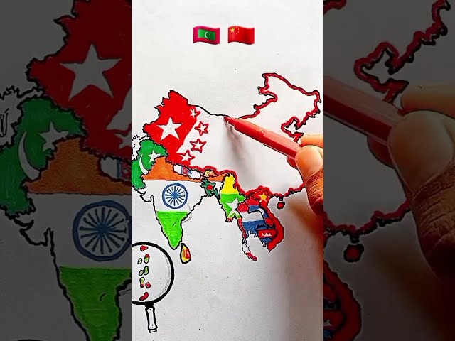 How to Draw Complete Flag Map of Asia #asia #flag #drawing 