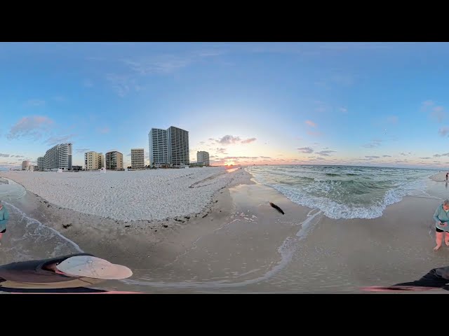 Relaxing 360° Beach Walk  Orange Beach Alabama Waves & Sunrise
