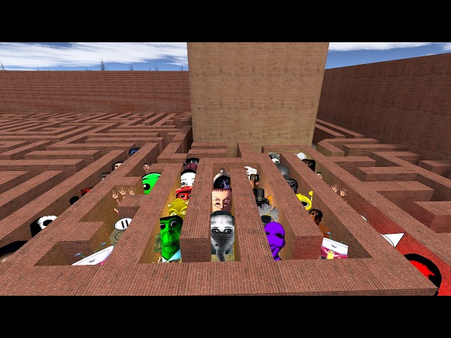 Afton Fire In The Hole Green Obunga And Selene In Big Maze Garry's Mod #gmod #nextbots