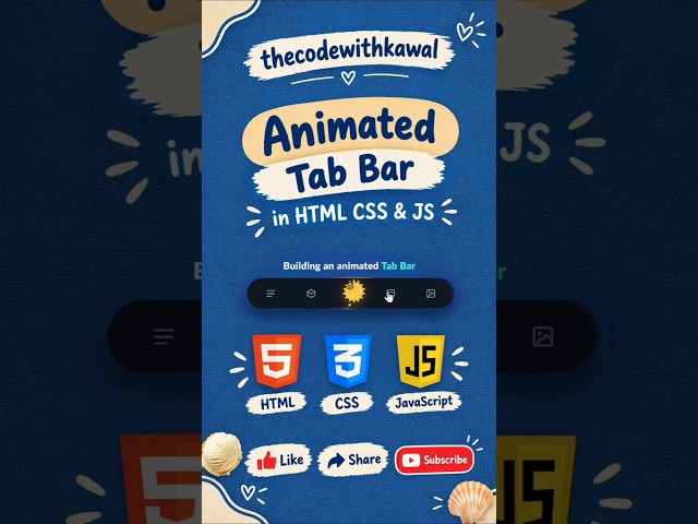 🔥 Animated Tab Bar using HTML CSS & JavaScript | Modern Bottom Navigation UI Tutorial #shorts