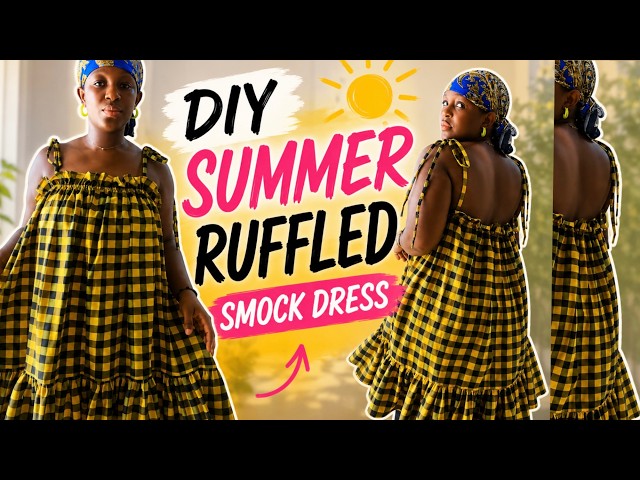 How to Make a Cute Summer Ruffled Smock Dress/baby doll dress No Pattern Needed! ☀️