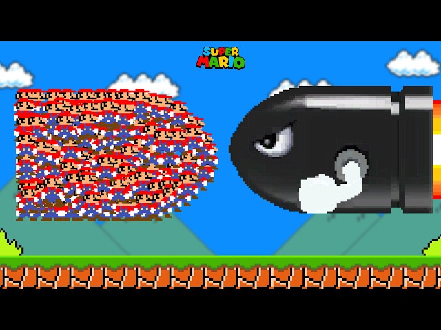 Super Mario Bros., 9999 Marios Try to Beat the Game Together...