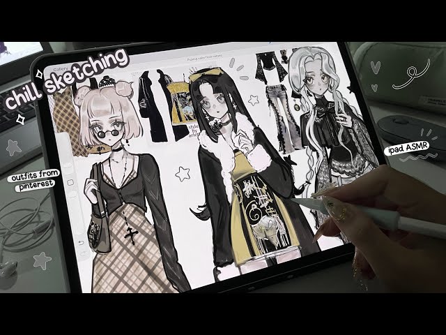 chill sketching ☁️ draw with me .ᐟ   [ cute music, ipad procreate real time ]