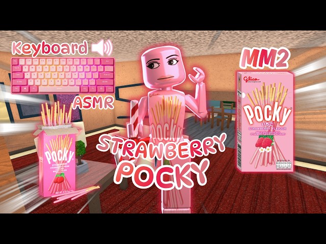 🍓💖PLAYING MM2 AS STRAWBERRY POCKY *Keyboard ASMR* 💖🍓
