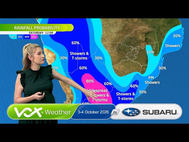 3-4 October 2026 | Vox Weather Forecast brought to you by Subaru Southern Africa