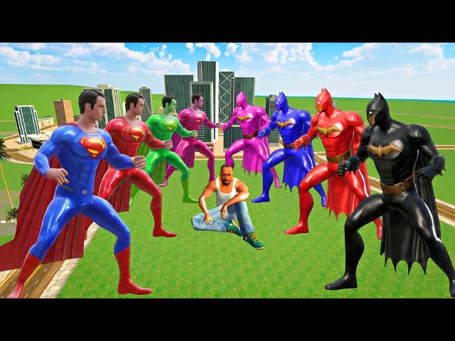 Team Superman VS Team Batman & Franklin In Indian Bikes Driving 3d