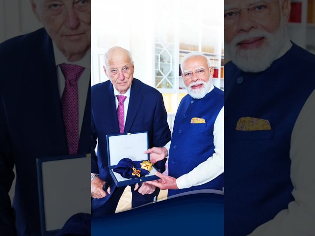 PM Modi conferred with Norway’s Grand Cross of the Royal Norwegian Order of Merit | #shorts