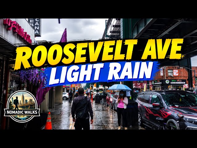 Walking Roosevelt Avenue in Light Rain | 74th to 90th Street, Queens NYC