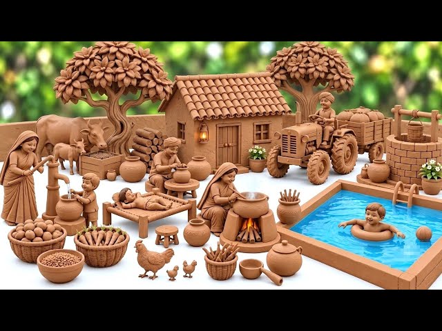 12 Cute Tiny Kitchen Set Diy | How to Make Miniature Mitti Bartan🍶All Kitchen setHandmade Clay House