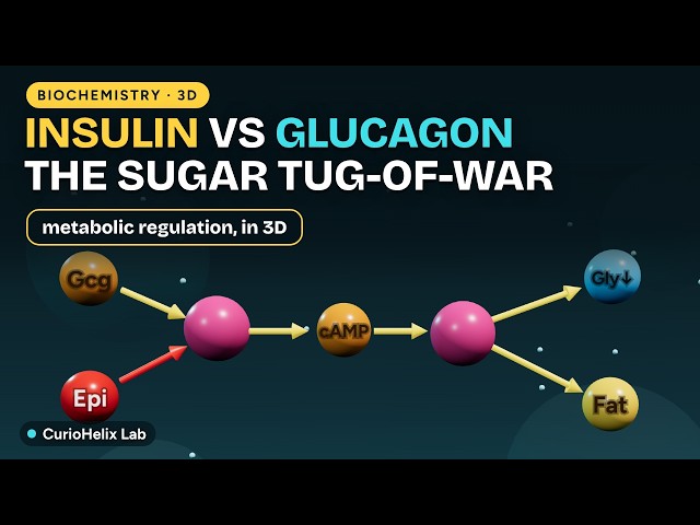 Insulin vs Glucagon The Hormone Tug of War Behind Your Blood Sugar  | Metabolic Regulation in 3D