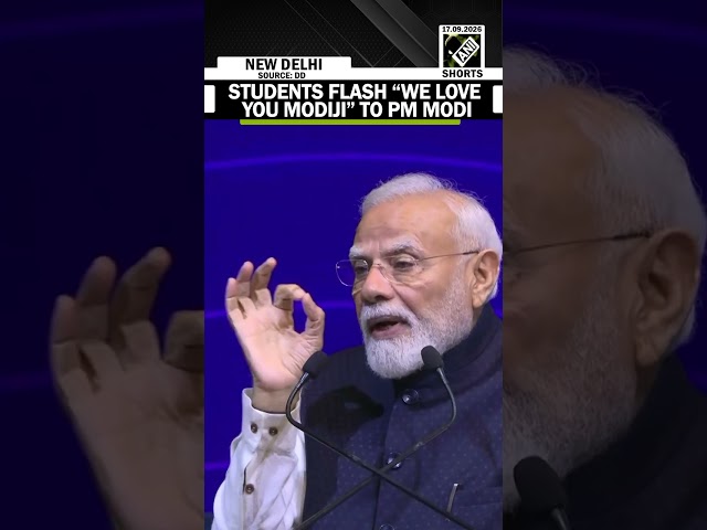 MOMENT: Students flash “WE LOVEYOU MODIJI” to PM Modi at SEMICON India 2026