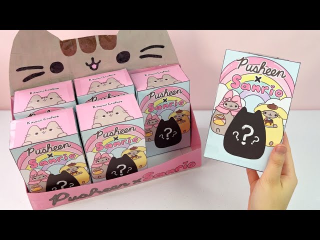 Pusheen x Sanrio Blind Boxes Unboxing Paper DIY | ASMR