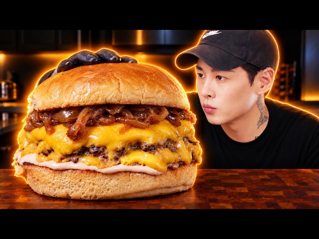 Cheesy Double Smashburger with Caramelized Onions | Midnight Kitchen | Cooking & Eating ASMR