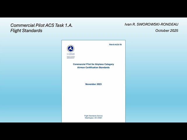 Commercial Pilot Qualifications ACS Task 1 A Analysis
