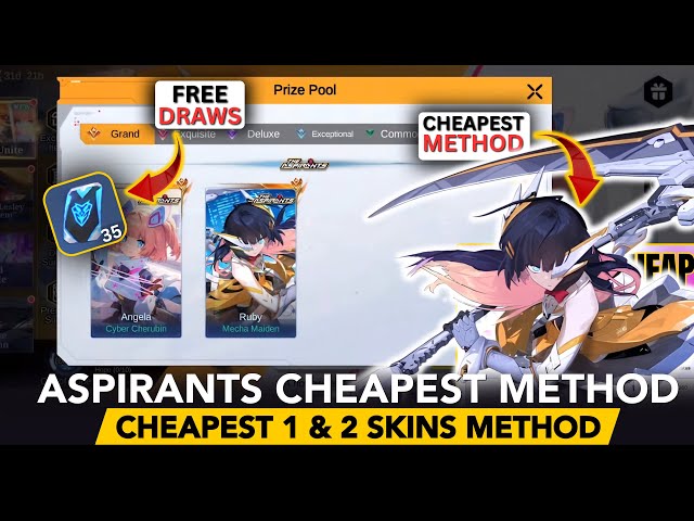 HOW TO GET ASPIRANTS 2.0 SKINS FOR 105💎 AND ABOVE⁉️30 TO 70 DRAWS METHOD| 1&2 SKINS METHOD| RUBY ANG