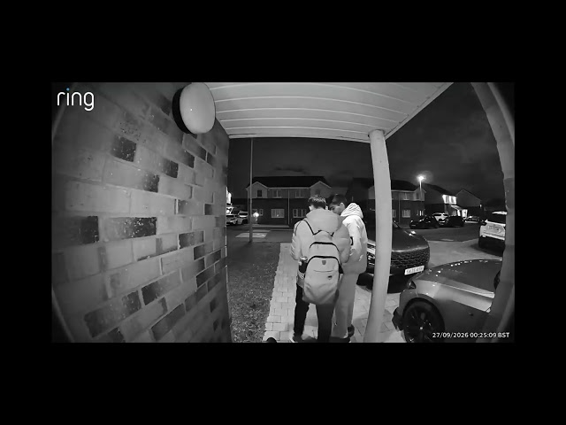 Two invaders caught on ring doorbell following a woman home in Paisley, Scotland.